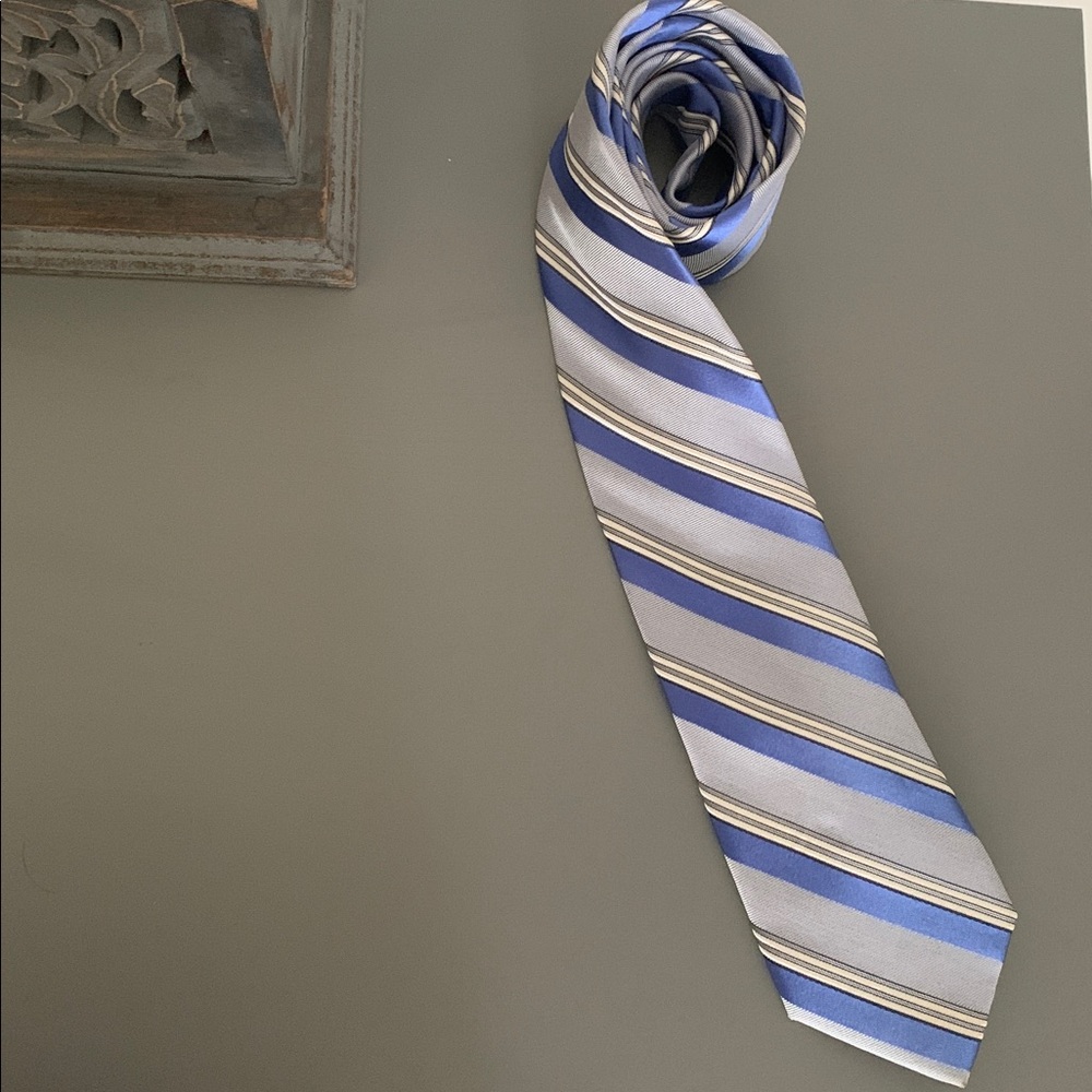 Michael Kors Designer Blue and Gray Striped Men's Tie